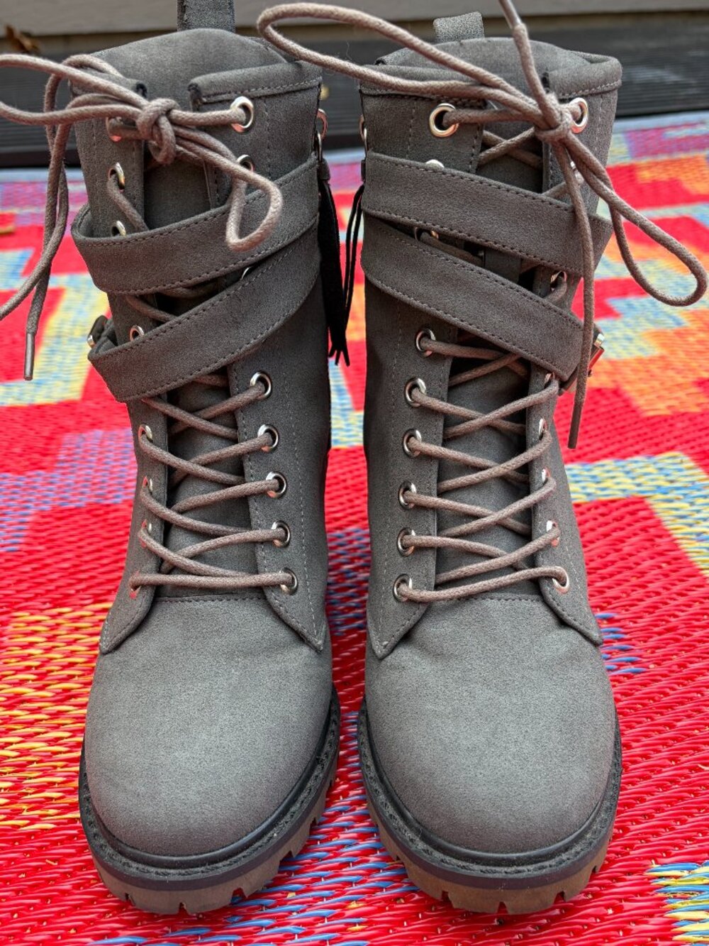 Maison BE&D London Gray Hidden Wedge Combat Boots | Women's Size 7, Like New - Picture 7 of 12